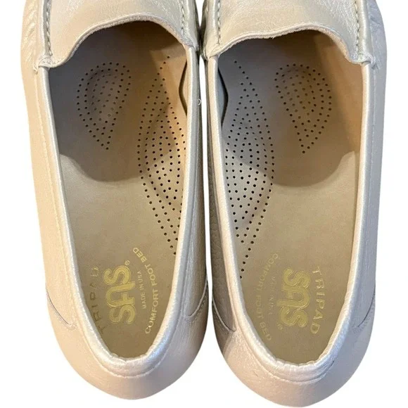 SAS Simplify Moccasin Loafers Silver Cloud Leather Size 9 Wide New - Picture 6 of 9